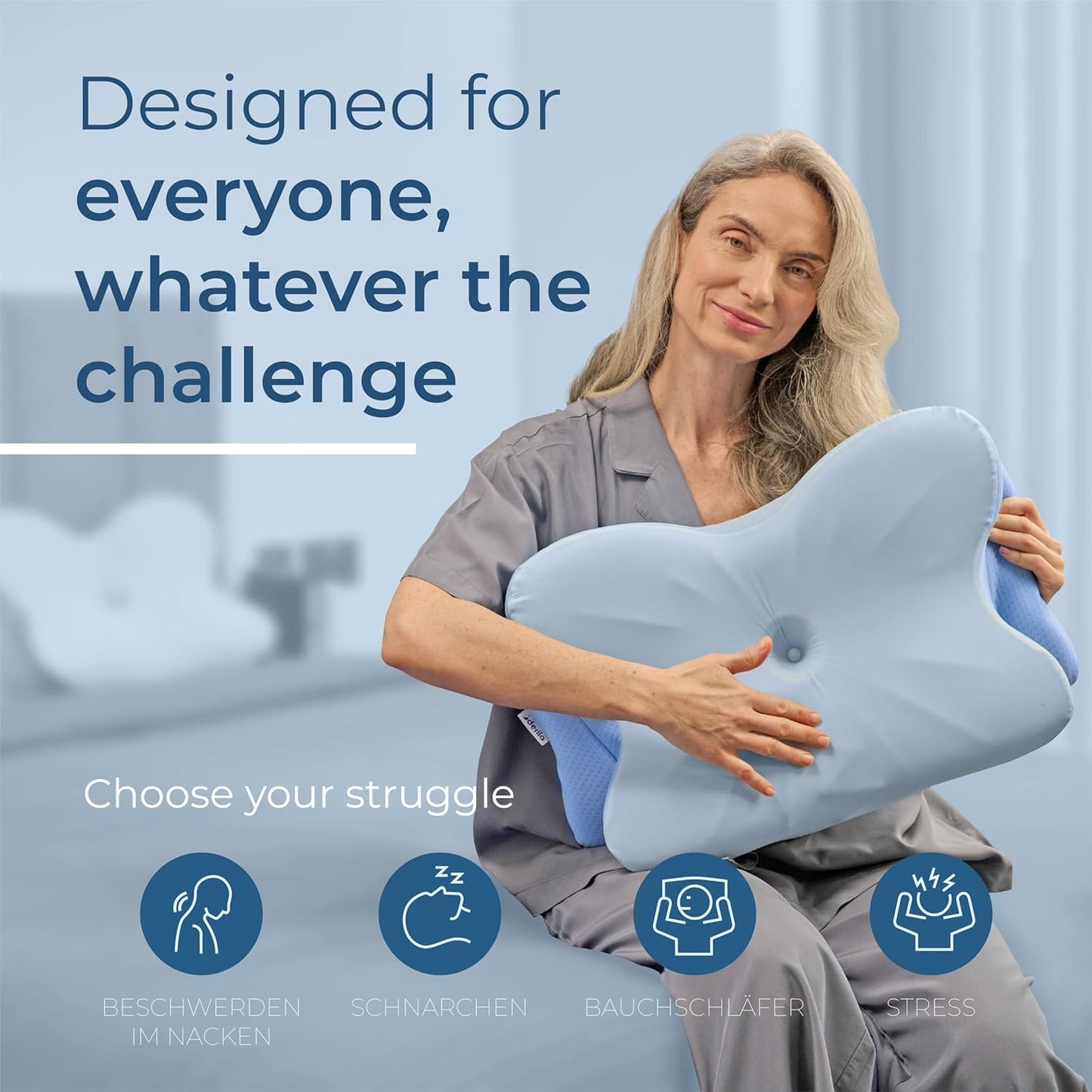 Derila Ergo Cervical Neck Pillow for Sleeping Ergonomic Pillow Contour Neck Support Memory Foam Pillows for Back, Side Sleeper Pillows 21.25 x 14.17 x 4.72 inches