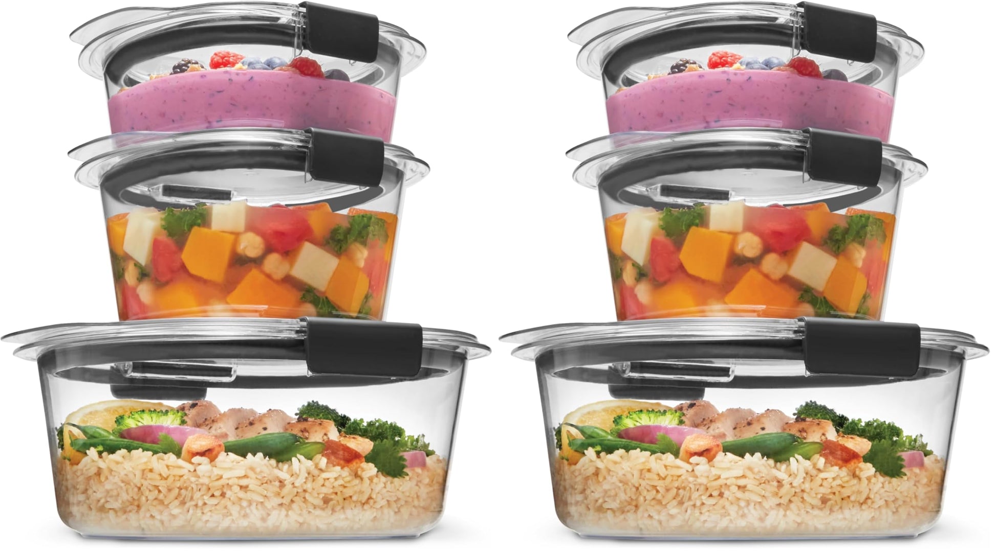 Rubbermaid Brilliance Food Storage Containers BPA Free Airtight Lids Ideal for Lunch Meal Prep & Leftovers Set of 5 (3.2 Cup)