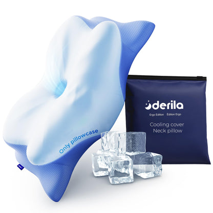 Derila Ergo Cervical Neck Pillow for Sleeping Ergonomic Pillow Contour Neck Support Memory Foam Pillows for Back, Side Sleeper Pillows 21.25 x 14.17 x 4.72 inches