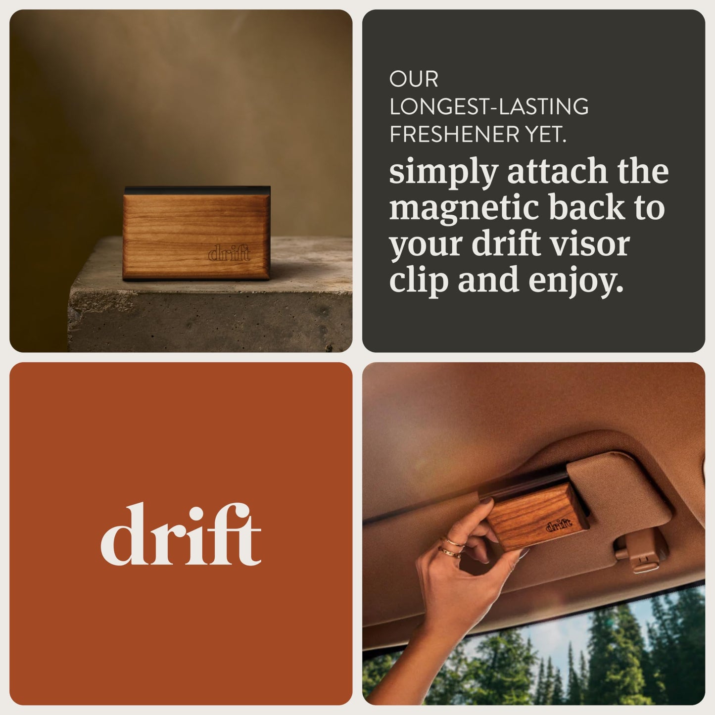 Drift Car Air Freshener - The Original Wood Air Freshener - Car Odor Eliminator - Long Lasting Scent - Auto Accessories - Metal Clip - Essential Oils - Clean Ingredients - Teak Scent Starter Kit (Copy)
