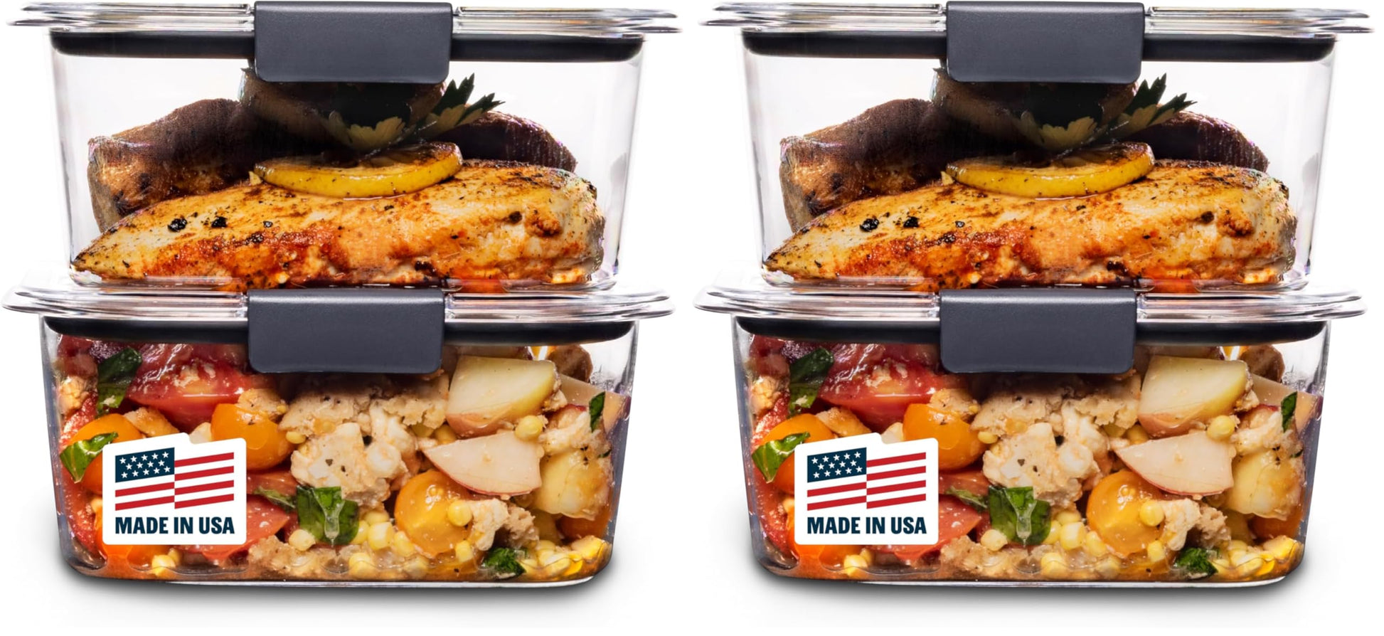 Rubbermaid Brilliance Food Storage Containers BPA Free Airtight Lids Ideal for Lunch Meal Prep & Leftovers Set of 5 (3.2 Cup)