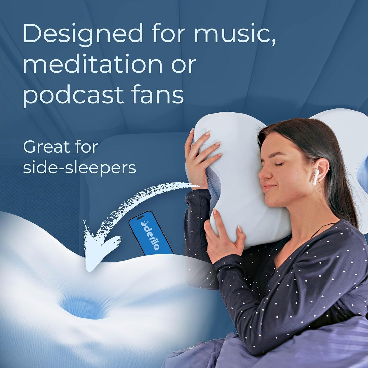 Derila Ergo Cervical Neck Pillow for Sleeping Ergonomic Pillow Contour Neck Support Memory Foam Pillows for Back, Side Sleeper Pillows 21.25 x 14.17 x 4.72 inches