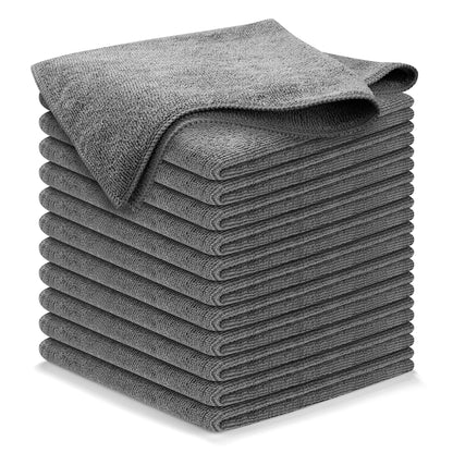 USANOOKS Microfiber Cleaning Cloth Grey - 12 Pcs (12.5"x12.5") - High Performance - 1200 Washes, Ultra Absorbent Microfiber Towel Weave Grime & Liquid for Streak-Free Mirror Shine - Car Washing Cloth